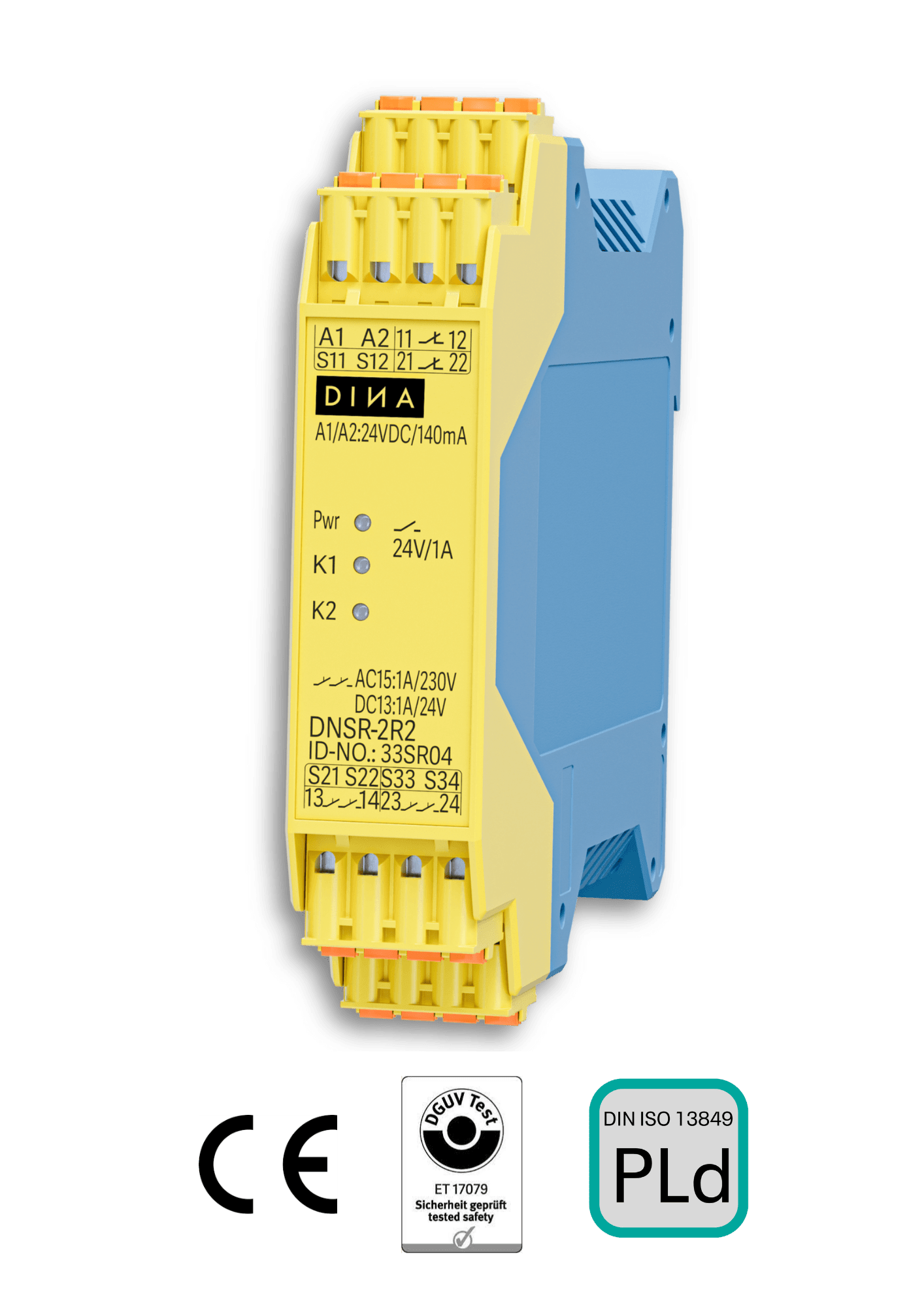 DNSR-2R2 Not-Halt- & Zeitrelais mit Zertizierung